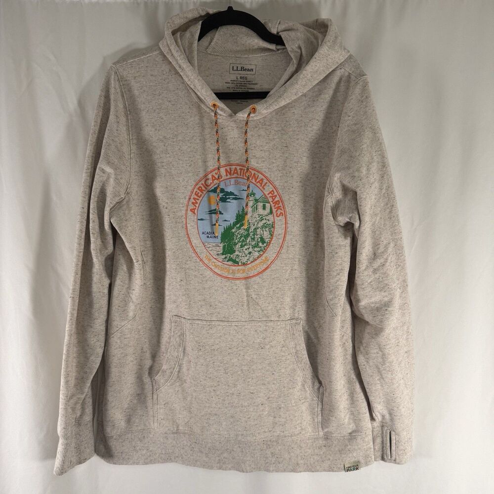 LL Bean Sweatshirt Women's Large Outside Is For Everyone Acadia Maine Graphic Pr